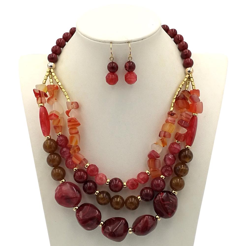 Exaggerated Multi-Layer Beaded Necklace: Two-Tone European & American Style