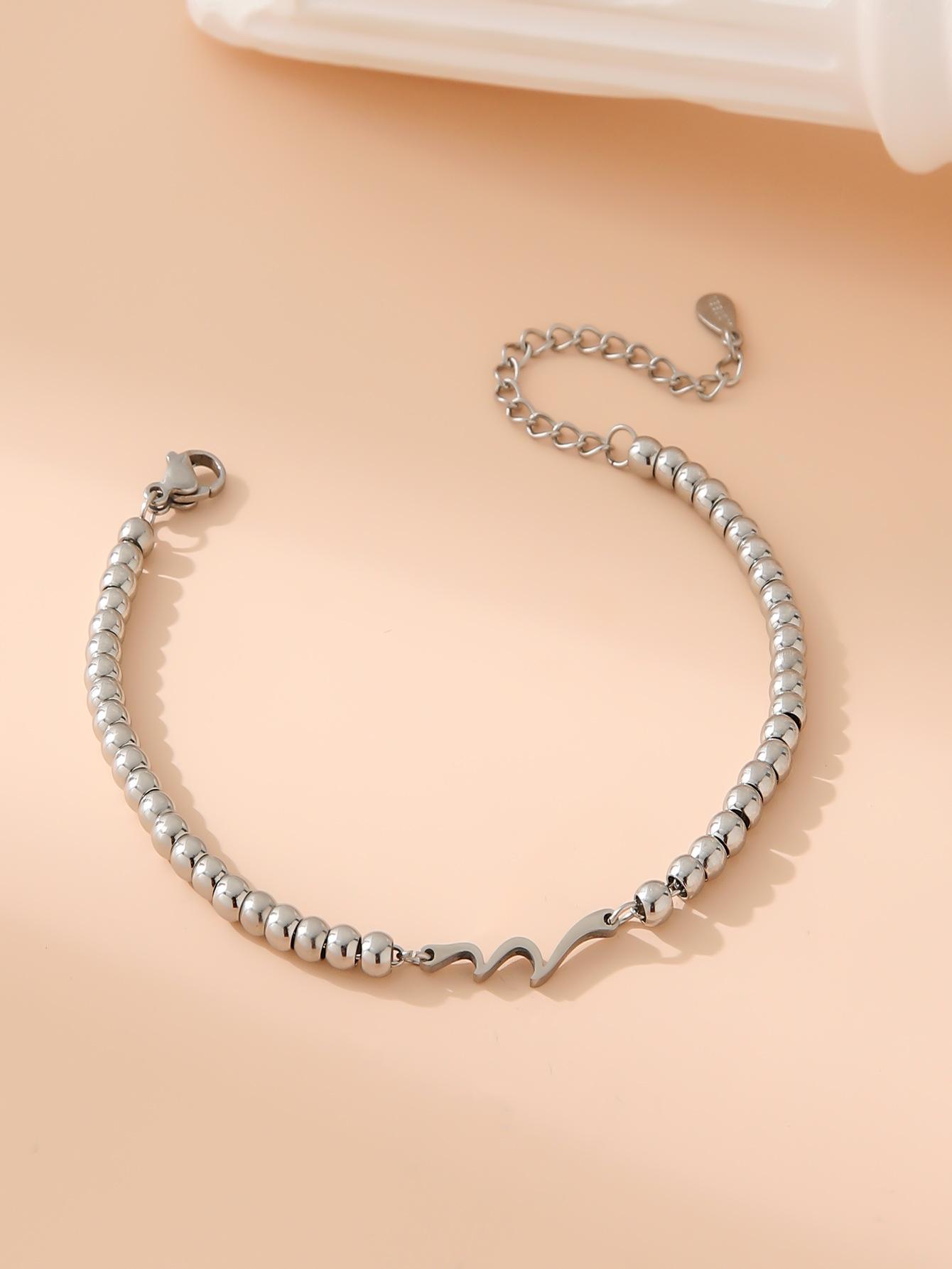 

Gold Bead Wave Pendant Bracelet Women Fashion Ocean Charm Jewelry
