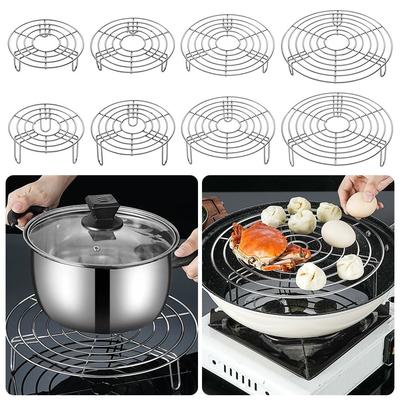 Kitchen Tableware 304 Stainless Steel Steamer Rack Round Multifunction Pot Steaming Tray Pot Steaming Rack Kitchen Accessories