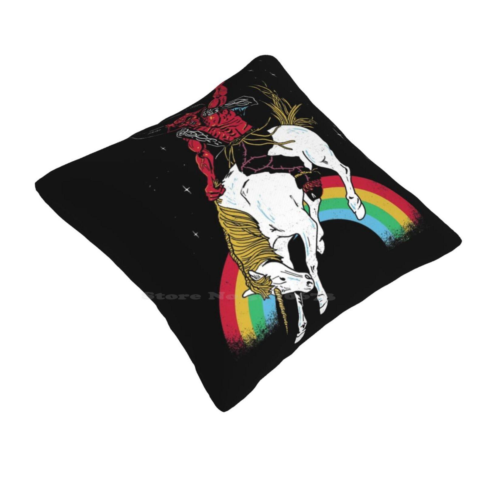 Stuff Of Legends Throw Cushion Pillow Cover Pillowcase Devil Demon Darkness Legends Unicorn Rainbow Light Magic Ride Horns 30cmx30cm