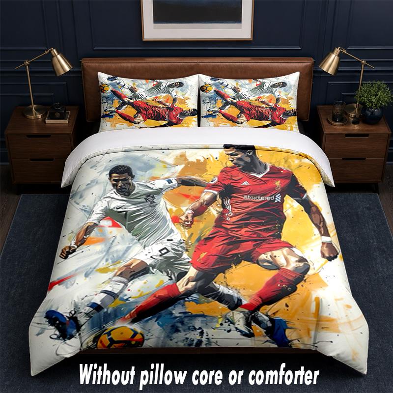 Set Biancheria da Letto Design Cristiano Ronaldo 1 Copripiumino + 2 Federe Morbido Traspirante Biancheria da Letto per la Casa