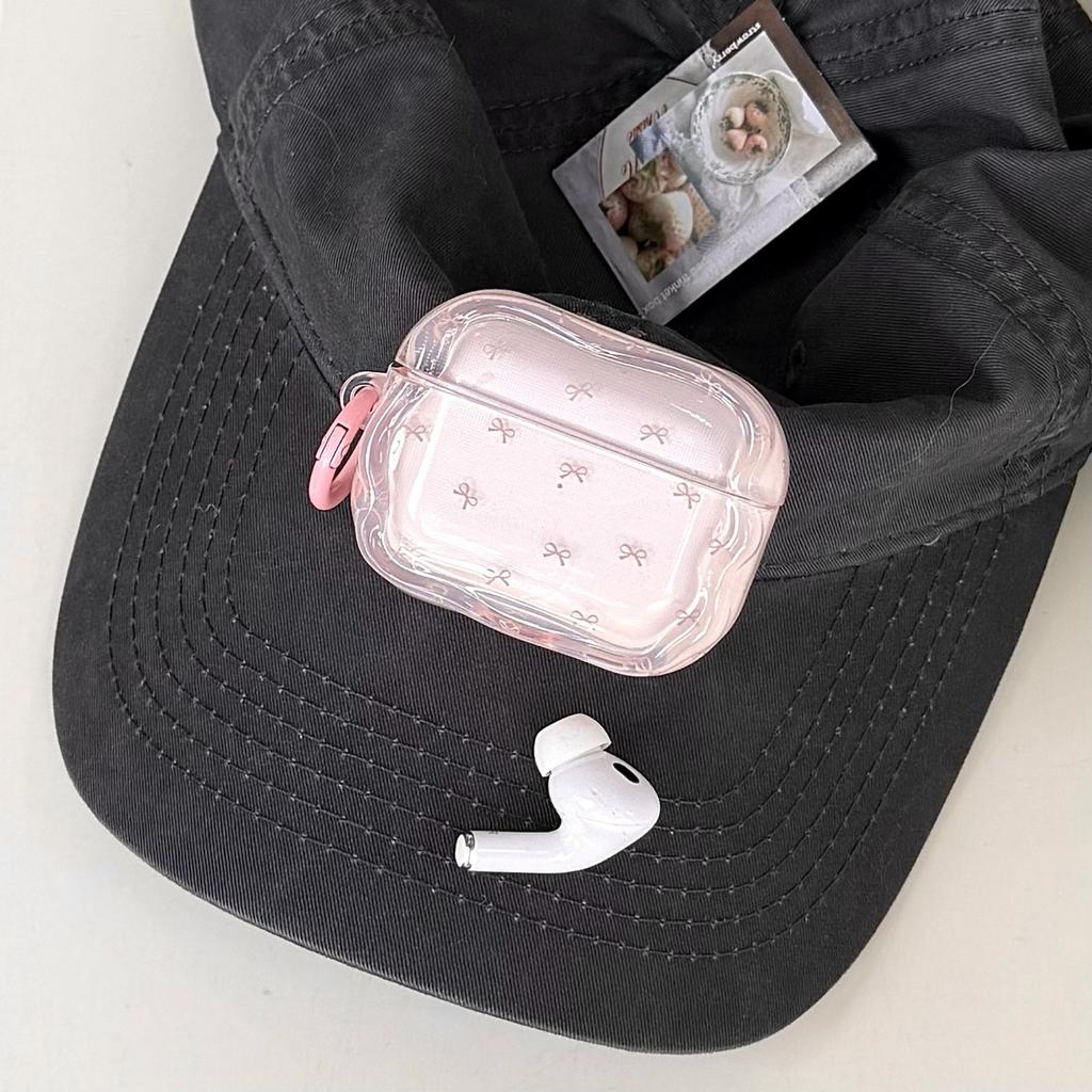 Semi-transparent bow for AirPods pro1 generation bluetooth headset case apple 1/1 generation wavy protective cover