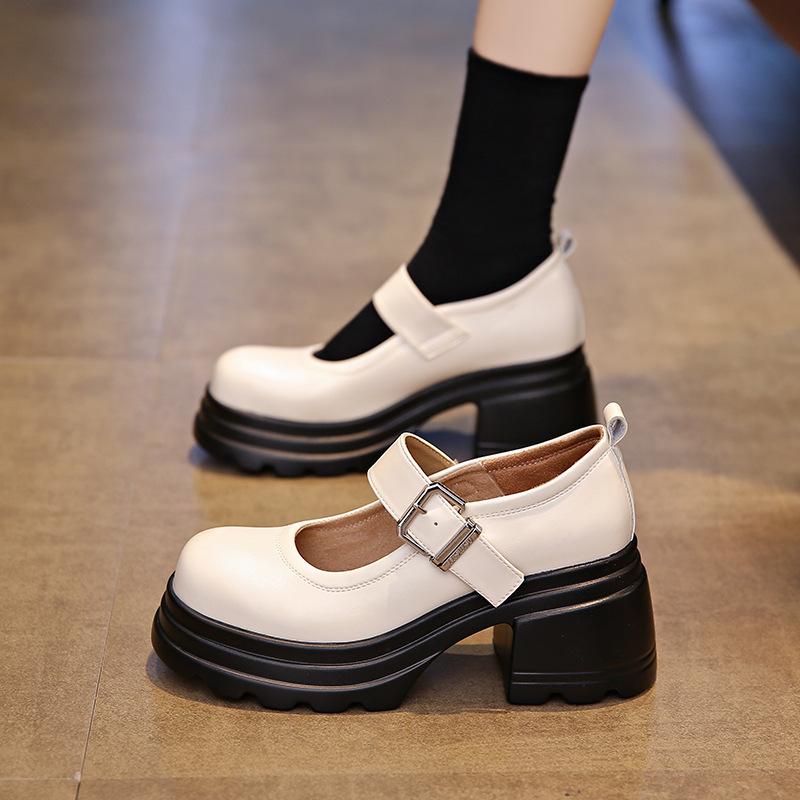 

Женские туфли Мэри Джейн из кожи на платформе, осень-зима 2024, новые французские туфли jk, маленькие кожаные туфли, женские туфли на толстом каблуке, маленькие одинарные туфли 35