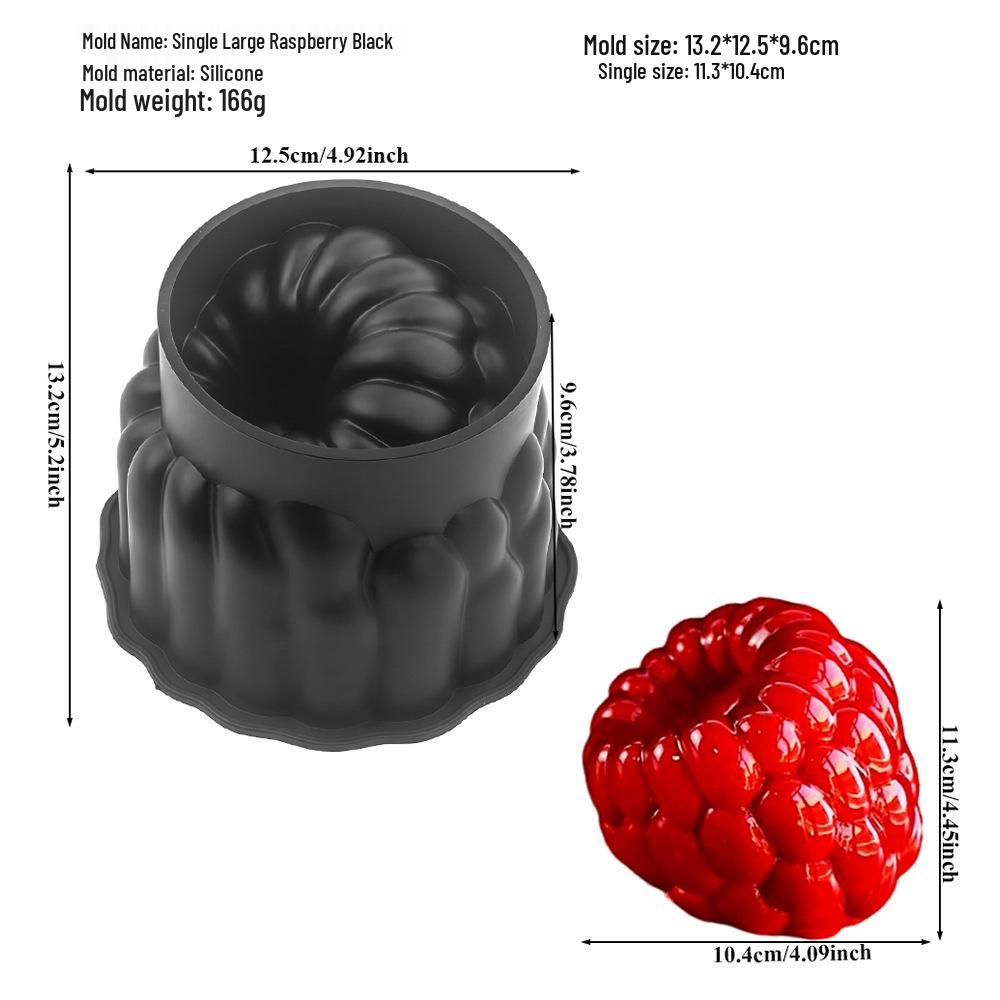 6-Cavity Raspberry Strawberry Fruit Mousse Silicone Cake Molds by Loochu