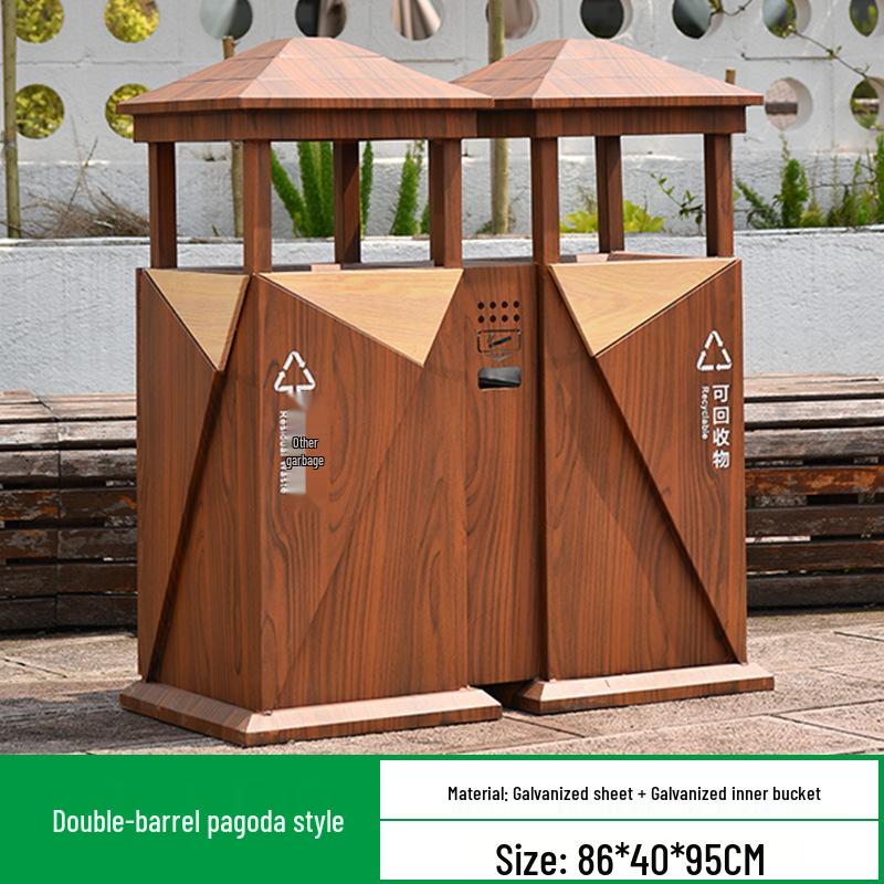 Antique Chinese Style Outdoor Trash Can for Parks and Scenic Areas