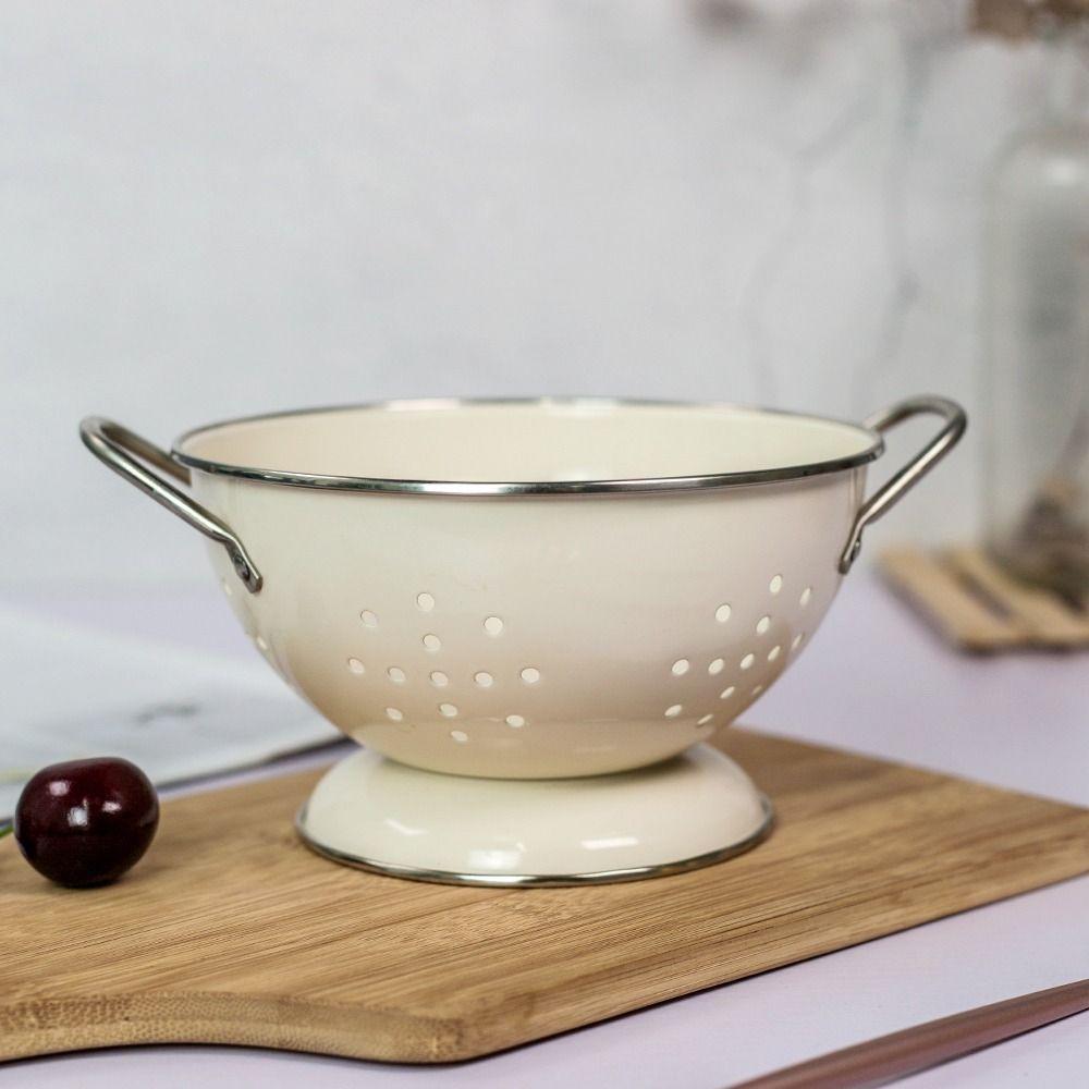 Self Draining Fruit Drain Basket Carbon Steel Vegetable Strainer Countertop