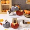 Handmade Crochet Pumpkin Decoration With Polyester Fabric Harvest Festival Shelf Display Accessory