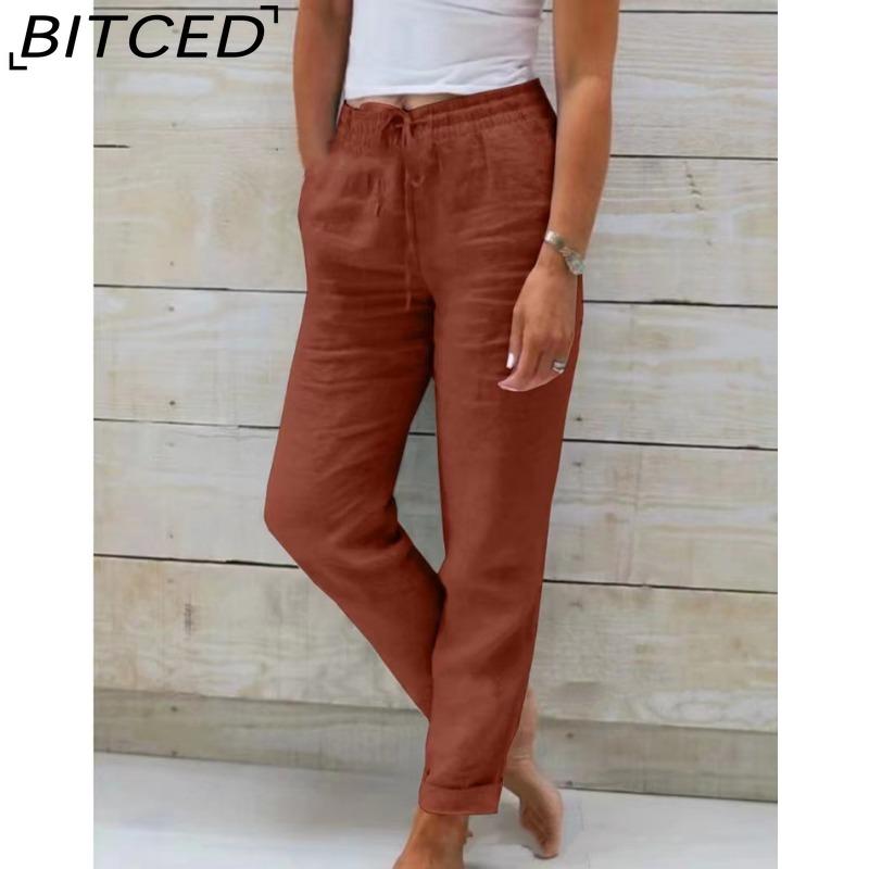 

BITCED Женские летние брюки с широкими штанинами и эластичным поясом Nine Points M коричневый