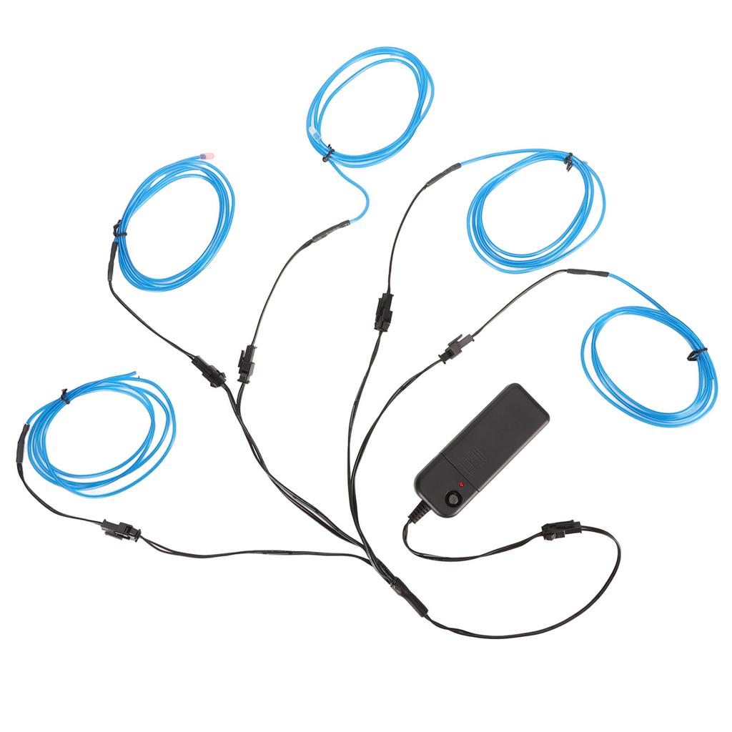 Blue EL Wire Noise Reduction Bendable Decorative 5 In 1 Neon Light Wire for Car Halloween Christmas Party