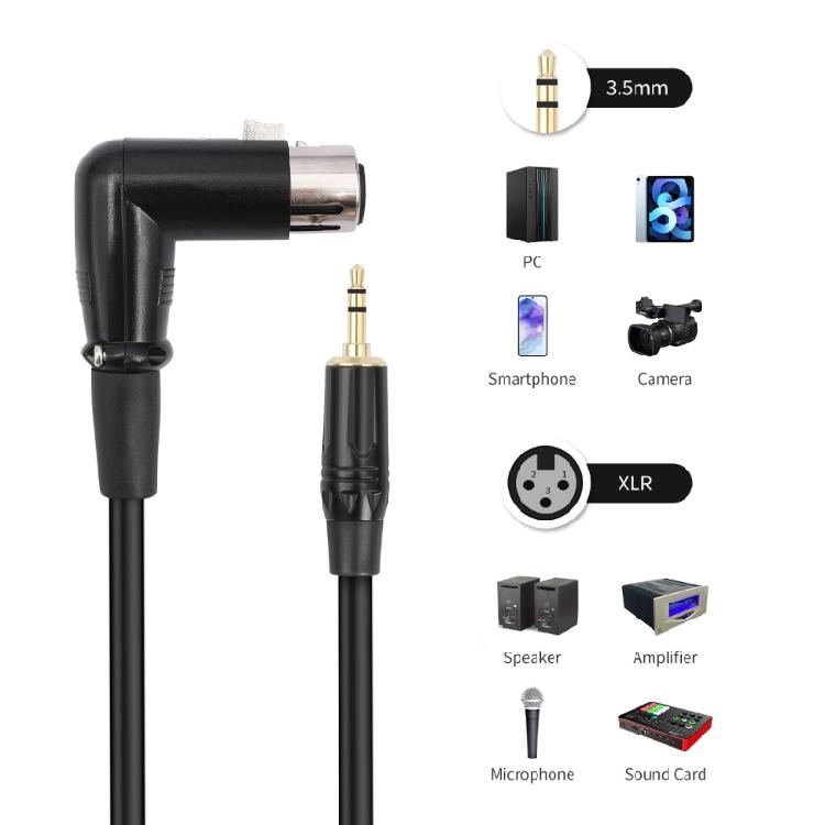 Travel 3.5mm TRS to 3Pin Microphone Cable for Space Saving Connection in Tight Studio Environment 30cm to 3.0m