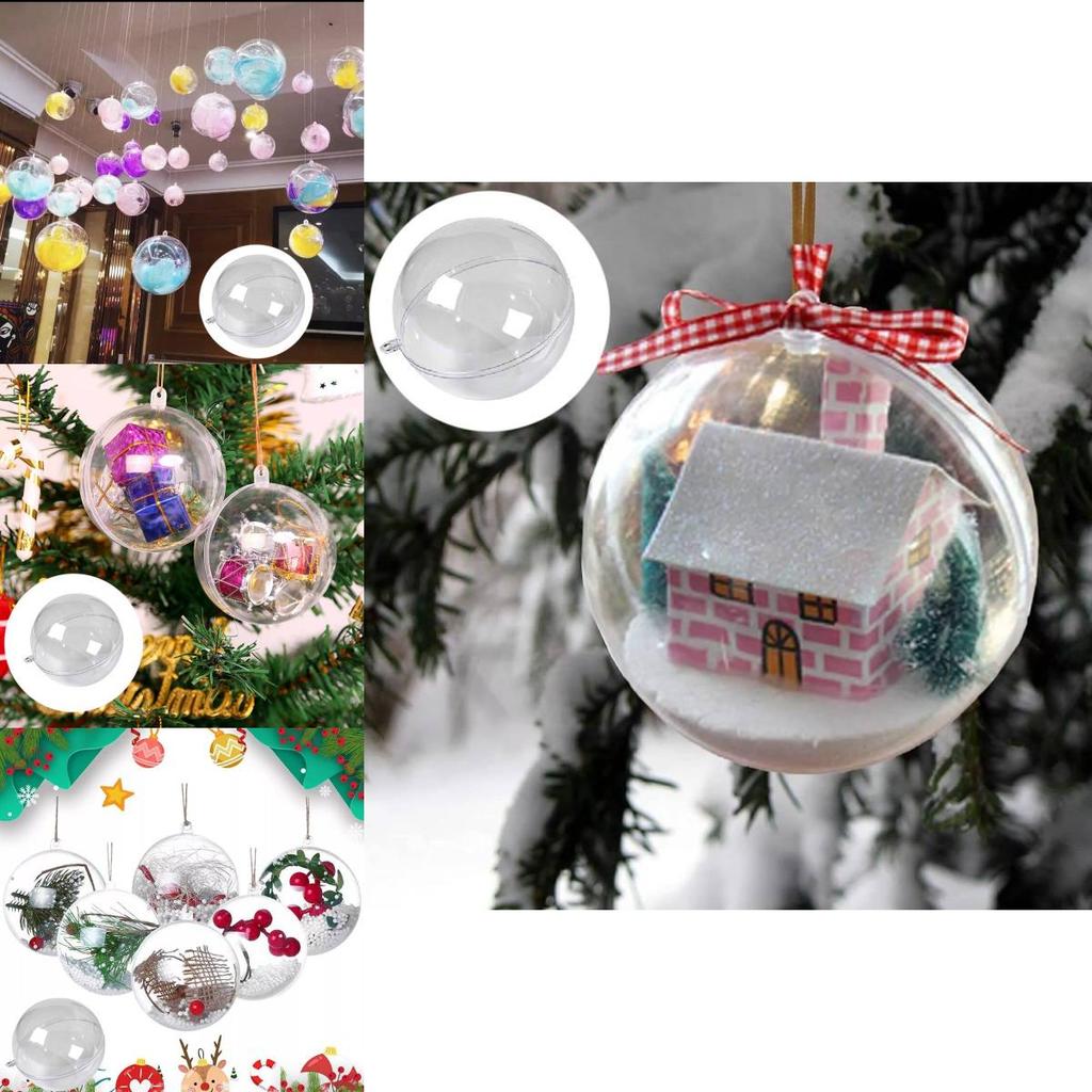 Stylish Clear Plastic Hanging Christmas Balls In Multiple Sizes From 4cm To 20cm