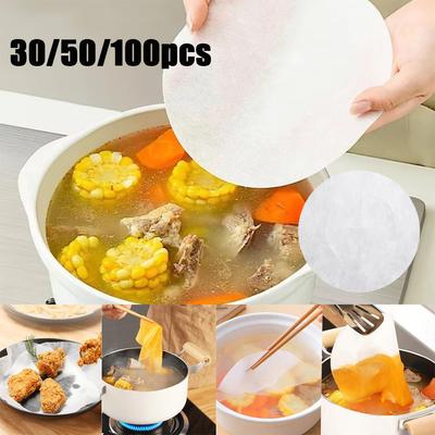30-100 Piezas Papel Absorbente de Grasa Para Cocina Grado Alimenticio Papel Filtro de Espuma de Grasa Para Absorber Redondo Sopa Cocina Frita Alimentos Fritos Herramienta