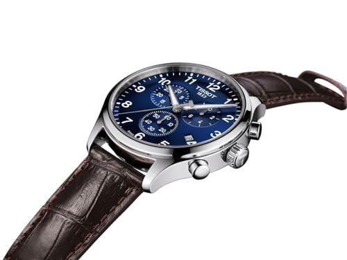 TISSOT Chrono XL Classic Watch with Leather Strap, T1166171604700, Men's, Blue Dial