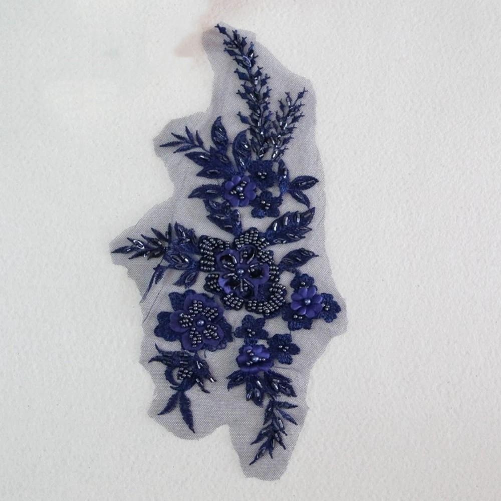 Beaded Lace Embroidered Floral Patches Mesh Fabric Iron On Floral Patches Repair Patches