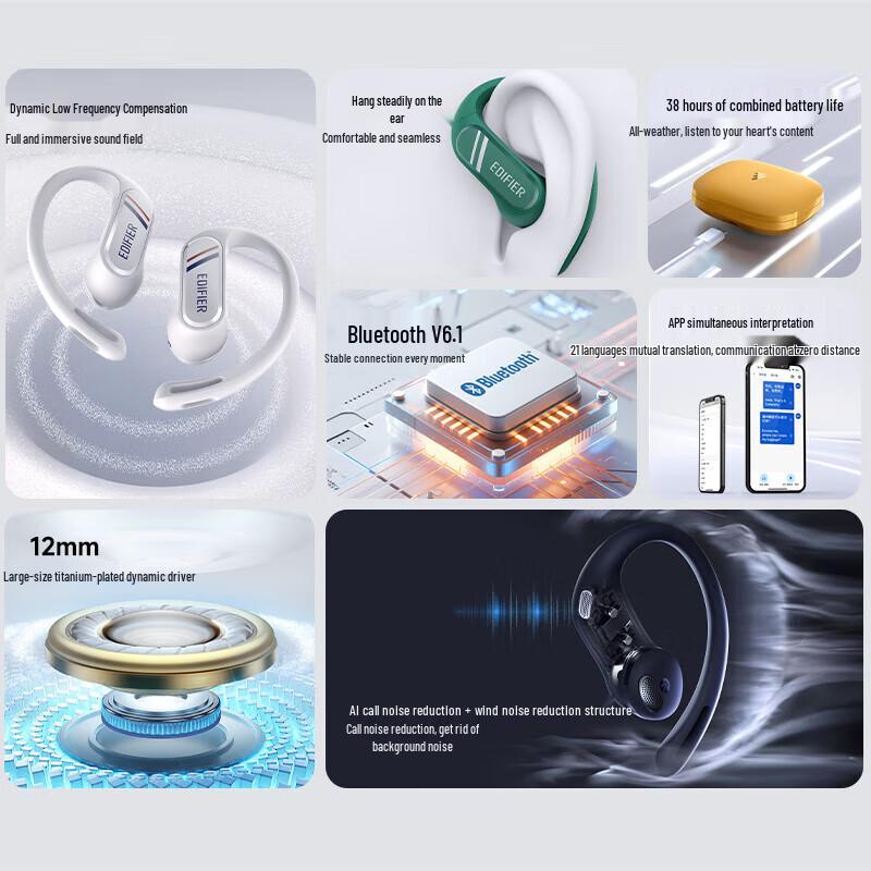 Edifier Comfo SE Open-Ear True Wireless Bluetooth Sport Earbuds