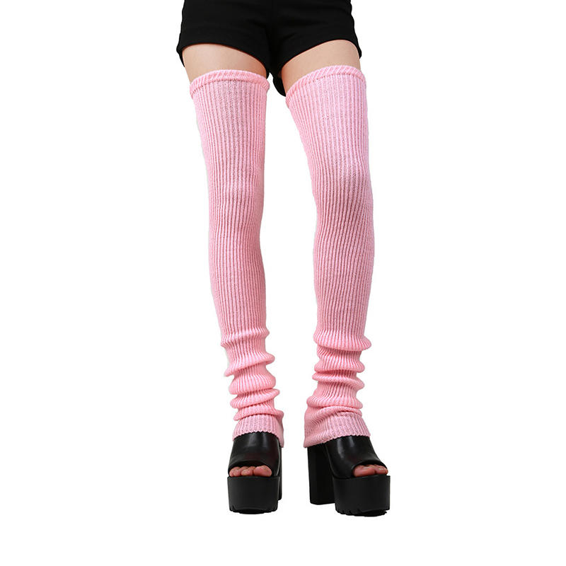 JK Knitted Leg Warmers Lengthened Mid-high Warm Knee Socks Leggings Multicolor Lolita Women Over The Knee Home Winter Long Socks