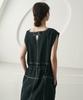 Dijainowol Denim String Long Dress_ Stitch Black