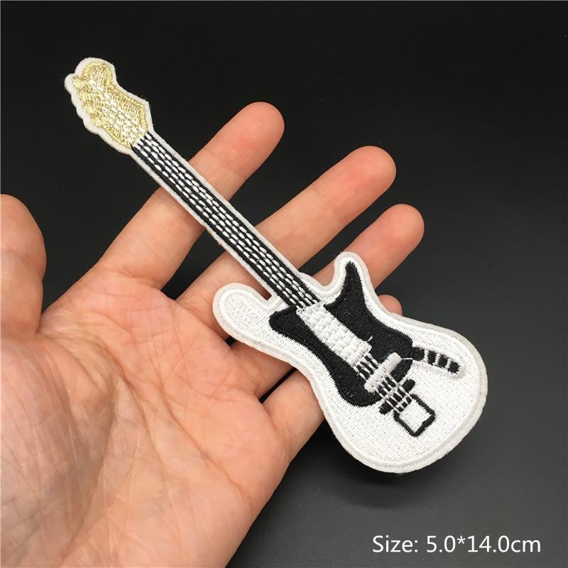 Flame Guitar Rock Embroidered Patches On Clothes Music Disco Headset Dj Punk Stripes Iron On Patches For Clothing Diy Appliques