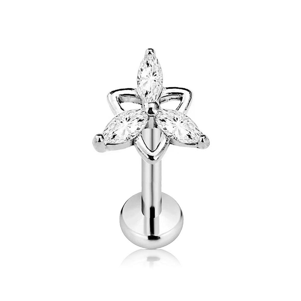 Titanio ASTM F136 G23 Fiore Luna Farfalla Piercing Senza Filettatura Spillo Fulmine Push-in Stud per Labbra Daith Conch Orecchino 16G 18G 20G