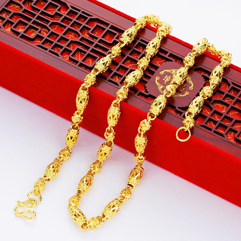 Vietnamese Gold Sand Hollow Dragon Head Domineering Men's Necklace Gold Euro Coin Gold Jewelry