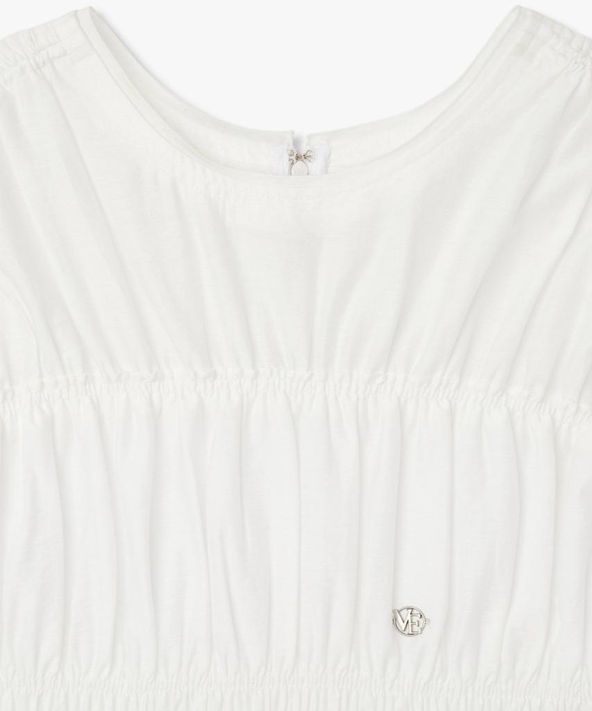 Bobeu Voluminous Shirred Long Dress_White 7156237002