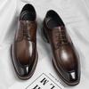 Classic Italian Luxury Brand Men's Elegant Black Dress Shoes Authentic Genuine Leather Lace Up Oxfords Business Social Footwear