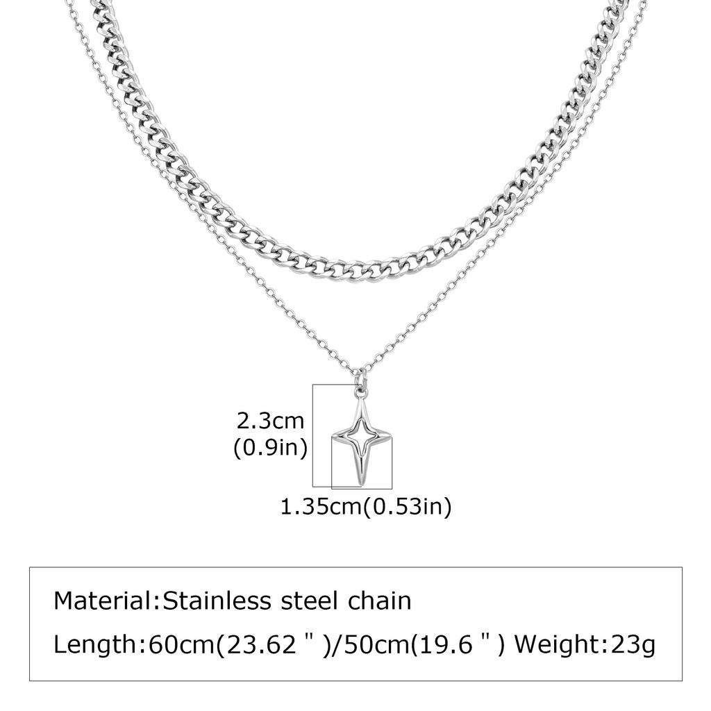 Stylish Geometry Layering Necklaces for Men Women,Silver Color Stainless Steel Rectangle Pendant Neacklace,Birthday Patry Gift