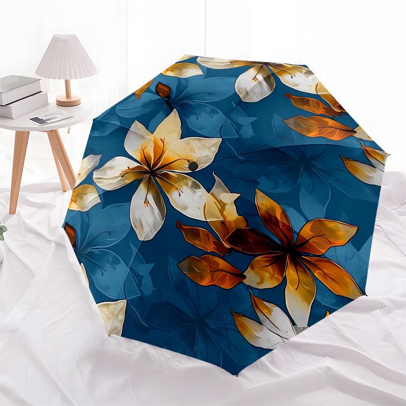 1pc Autumnal Floral Pattern Umbrella with Plastic Handle,Compact & Stylish,Suitable for All Seasons ptys26018