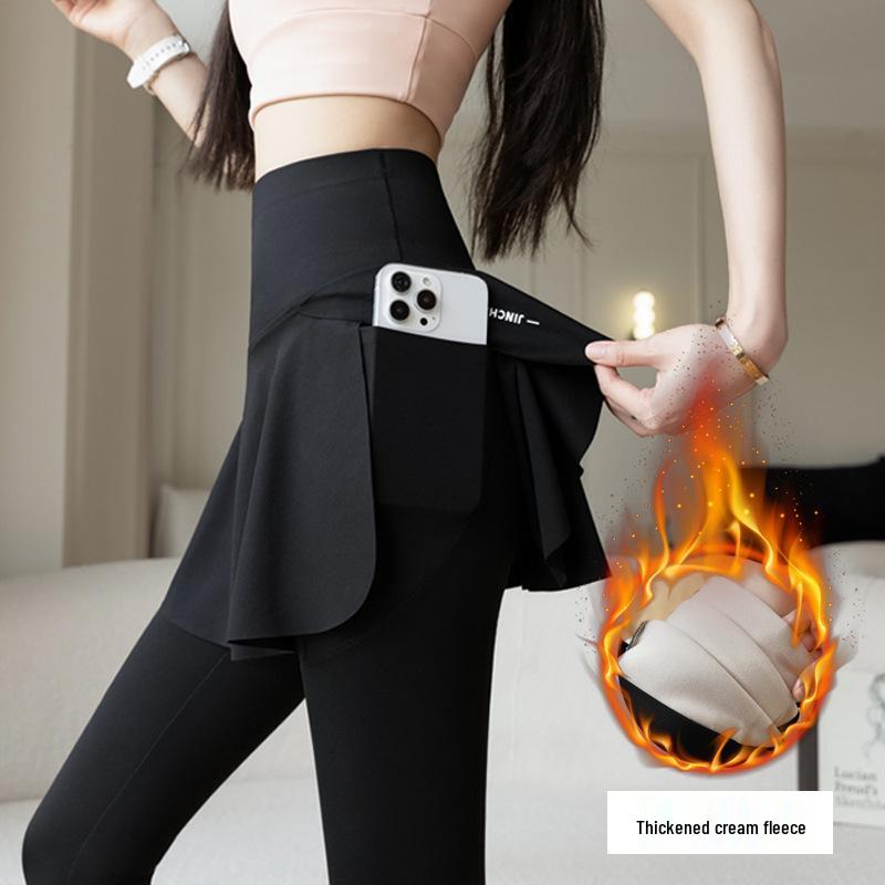 Damen High-Waist Culottes mit Rock & Yoga Leggings (Übergröße)