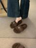 Lazy pedal casual cotton slippers women's 2025 autumn new fashionable versatile skirt wearing fluffy slippers