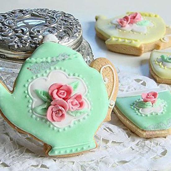 2Pcs Teapot Tea Cup Set Cookie Cutter Stainless Steel Fondant Cake Mold Tool