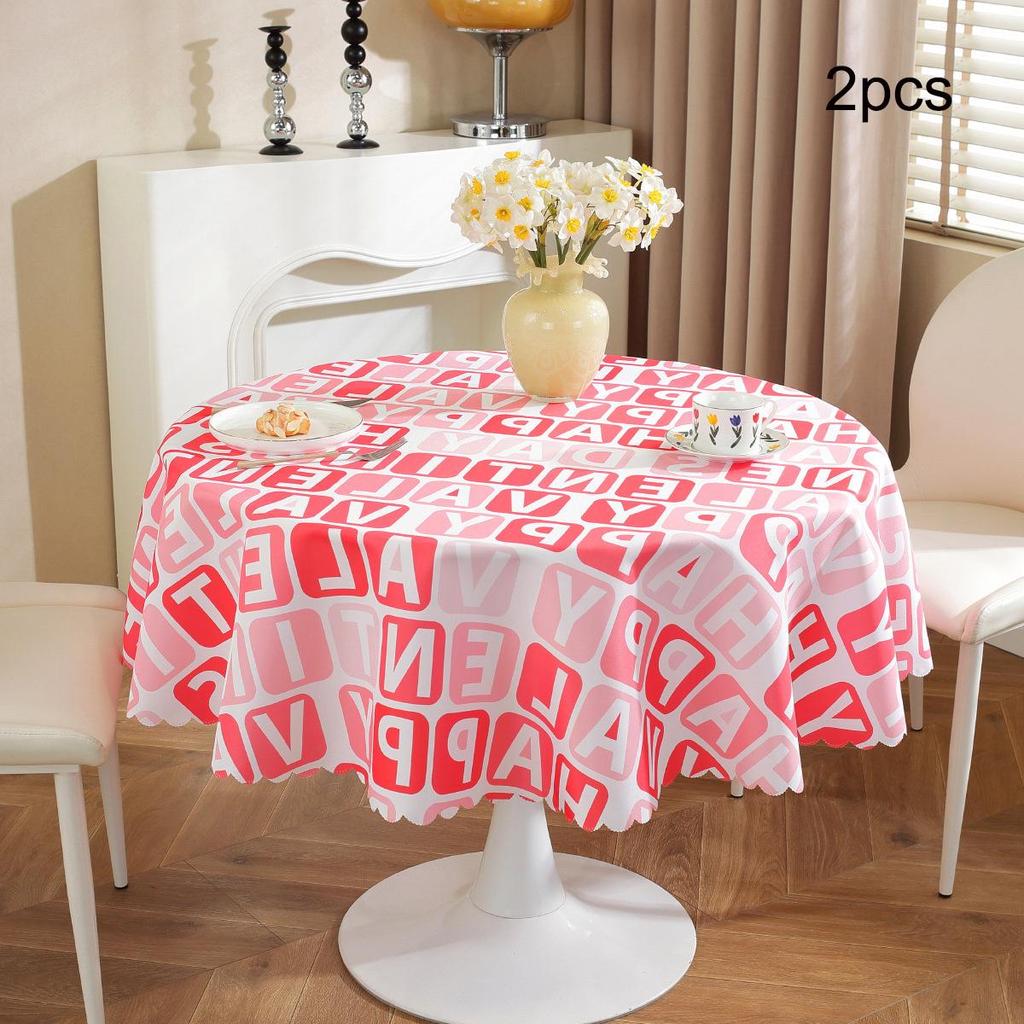Tablecloth 2PCS Christmas Day Decoration Waterproof and Oilproof Dining Table Cloth Polyester Decoration
