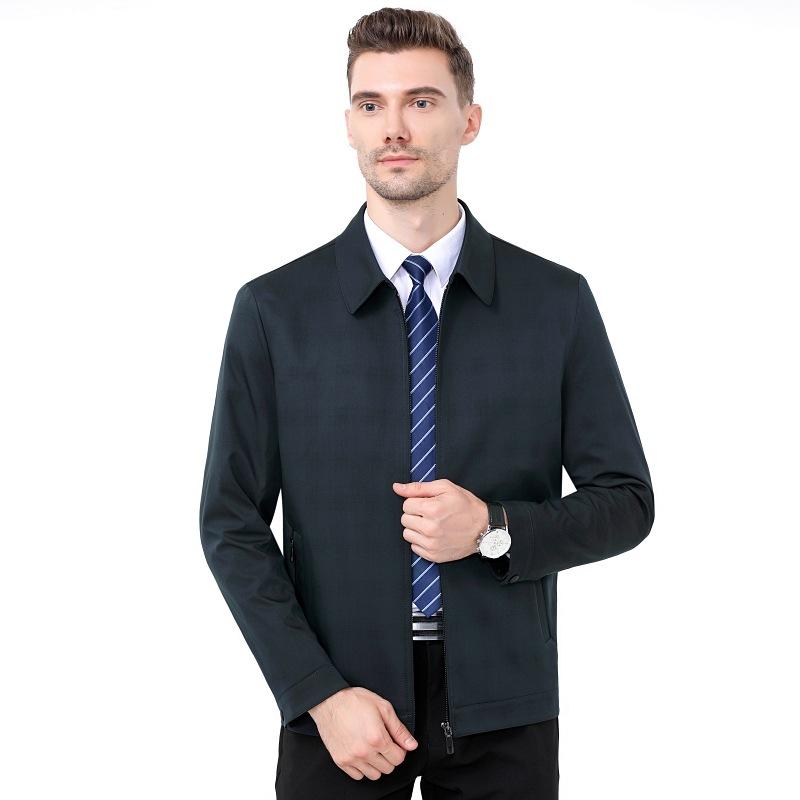 

Высококачественная деловая куртка мужская весна и осень новый стиль для мужчин среднего и пожилого возраста повседневная куртка с отворотом скрытое клетчатое пальто 195