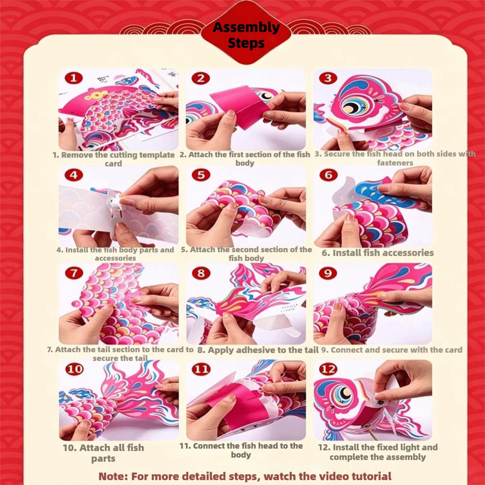 DIY Material Package New Year Koi Fish Lantern Traditional Chinese Style Festival Atmosphere Handmade Decorative Lantern