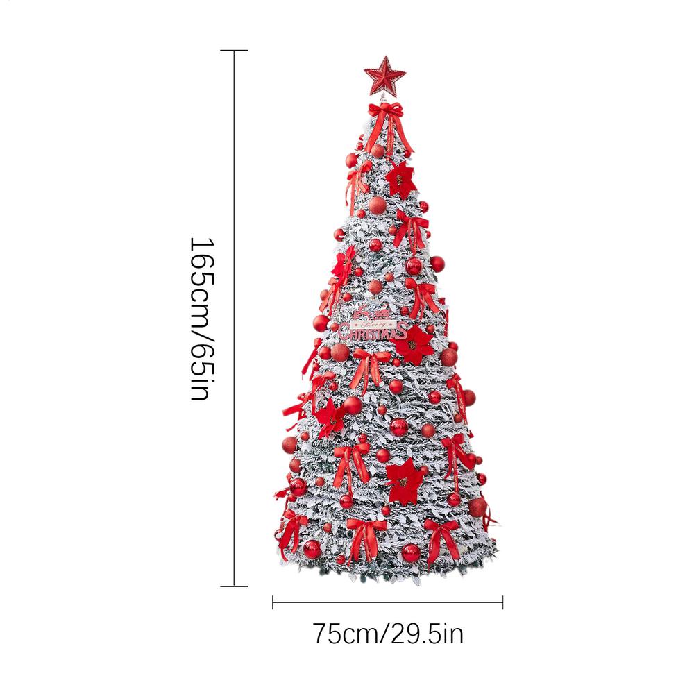 Artificial Foldable Christmas Tree Home Decor Without Lights with Hanging Ornaments for Thanksgiving Holiday Birthday parties