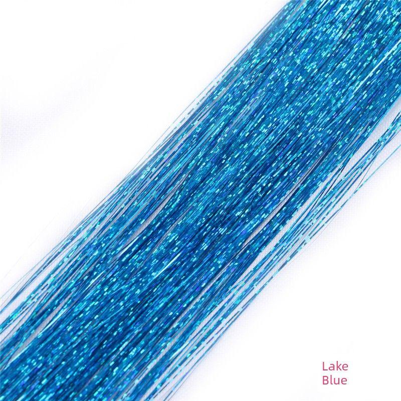 

Wig Color Bright Silk Thread Gold Silk Hair Band Flash Colorful Seamless Hair Extension Color Silk Thread Bright Silk Color Stripes Silk Ribbon Lake Blue