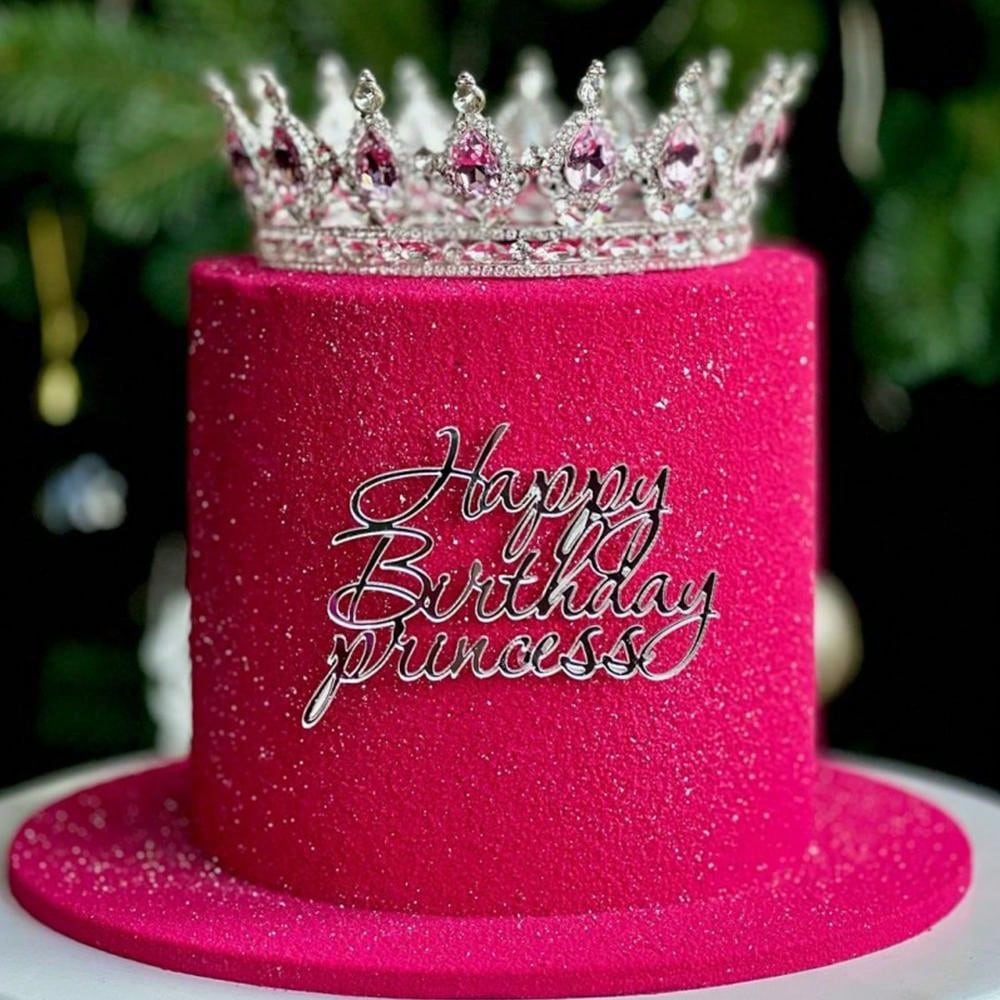 6pcs/3pcs  Acrylic Birthday Queen Gold Cake Topper Happy  Birthday Party Sides Cake Decorations  Accessories
