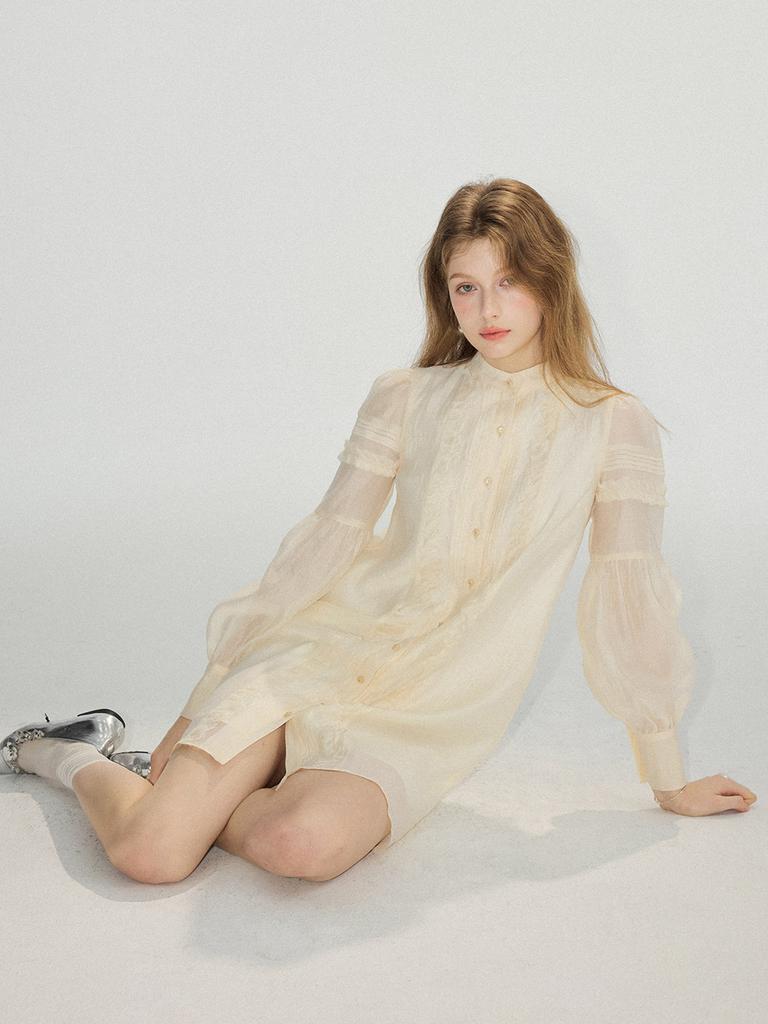 Sinseuden Lily Pintuck Frill Mini Dress