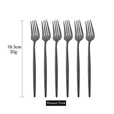 6Pcs Mirror Stainless Steel Dessert Fork Set Cutlery Black Silverware Kitchen Flatware Western Dinnerware Restaurant Table Forks