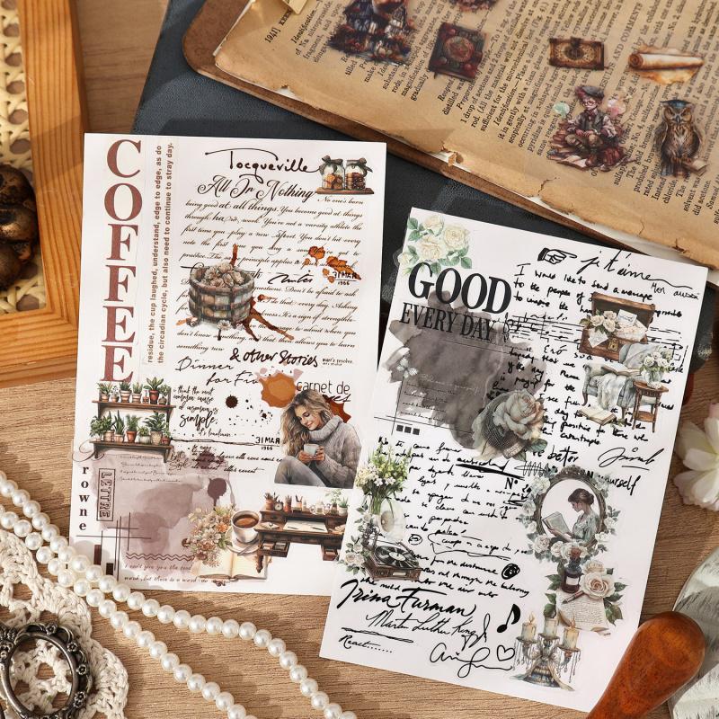 100Pcs Vintage Stickers Box Set Retro Aesthetic Stickers for DIY Scrapbooking Journal Planner Craft Stationery Gift Box
