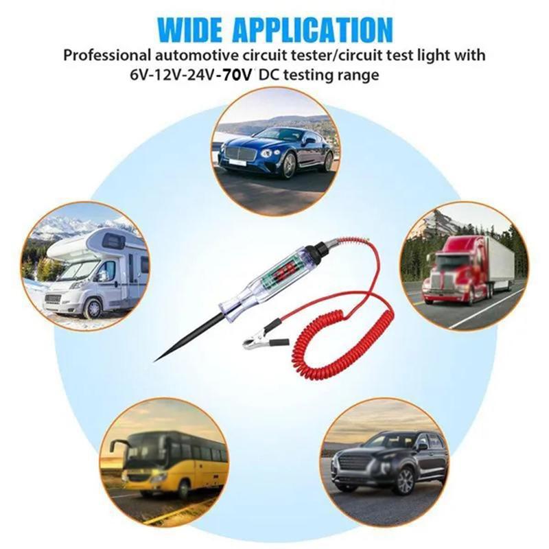 Car Truck Voltage Circuit Tester 3-70V Digital Display Long Probe Pen Light Tester Automobile Diagnostic