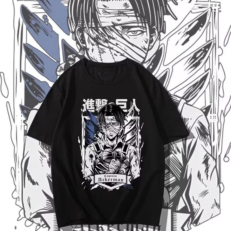 AttackTitan T-shirt Men's and Women's Short-sleeved Survey Corps Captain Levi Allen Wings of Freedom Printed Clothes  Y2k Top