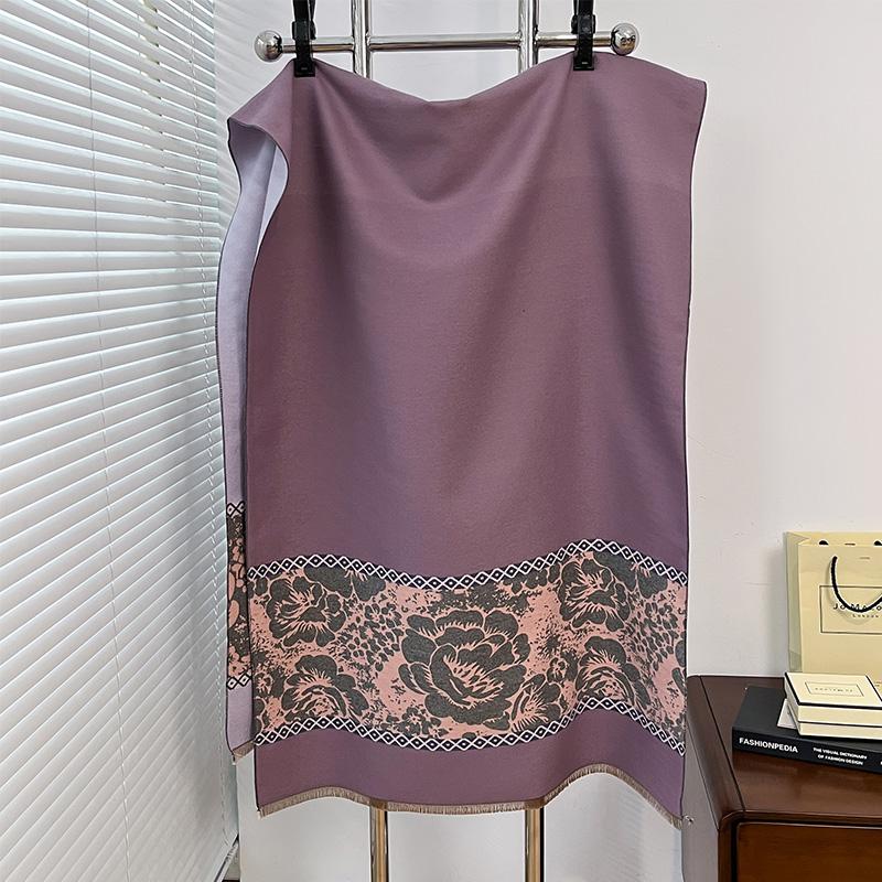 Winter Double-Sided Thickened Ethnic Style Cashmere Jacquard Scarf High Quality Ladies Imitation Cashmere Scarf