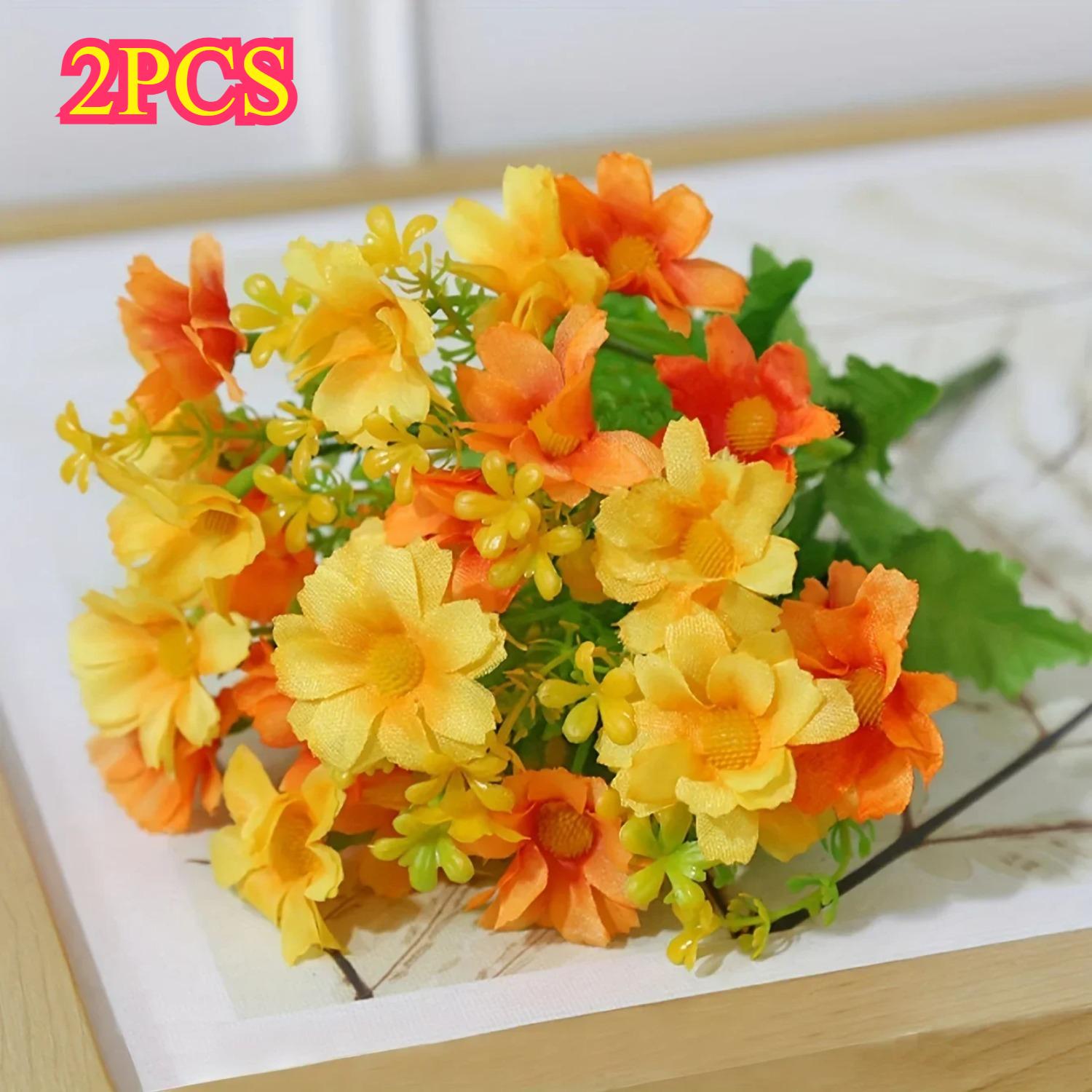 

2pcs Lifelike Daisy Bouquet with Multi-Head Design - Elegant Faux Flowers for Home Decor & Special Events, Ideal for Wedding жовтий