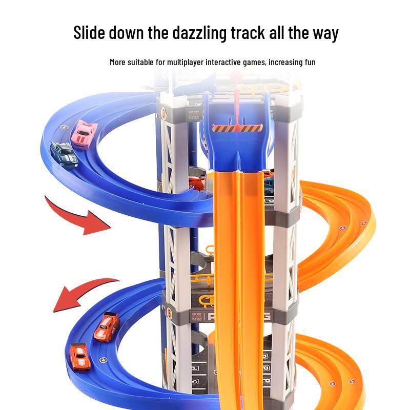 Interactive 8-Car Dual Lane 5-Layer Parking Track DIY Toy for Kids
