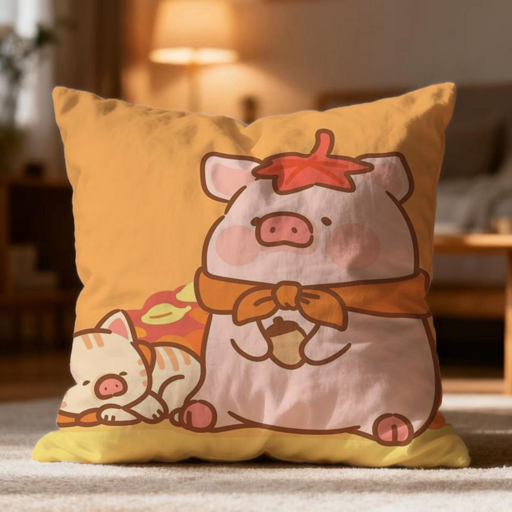 Popular L-Llulu Pig Cushion Cover Soft Washable Pillow Case Multi-Scene For Couch Bed Travel Office Use