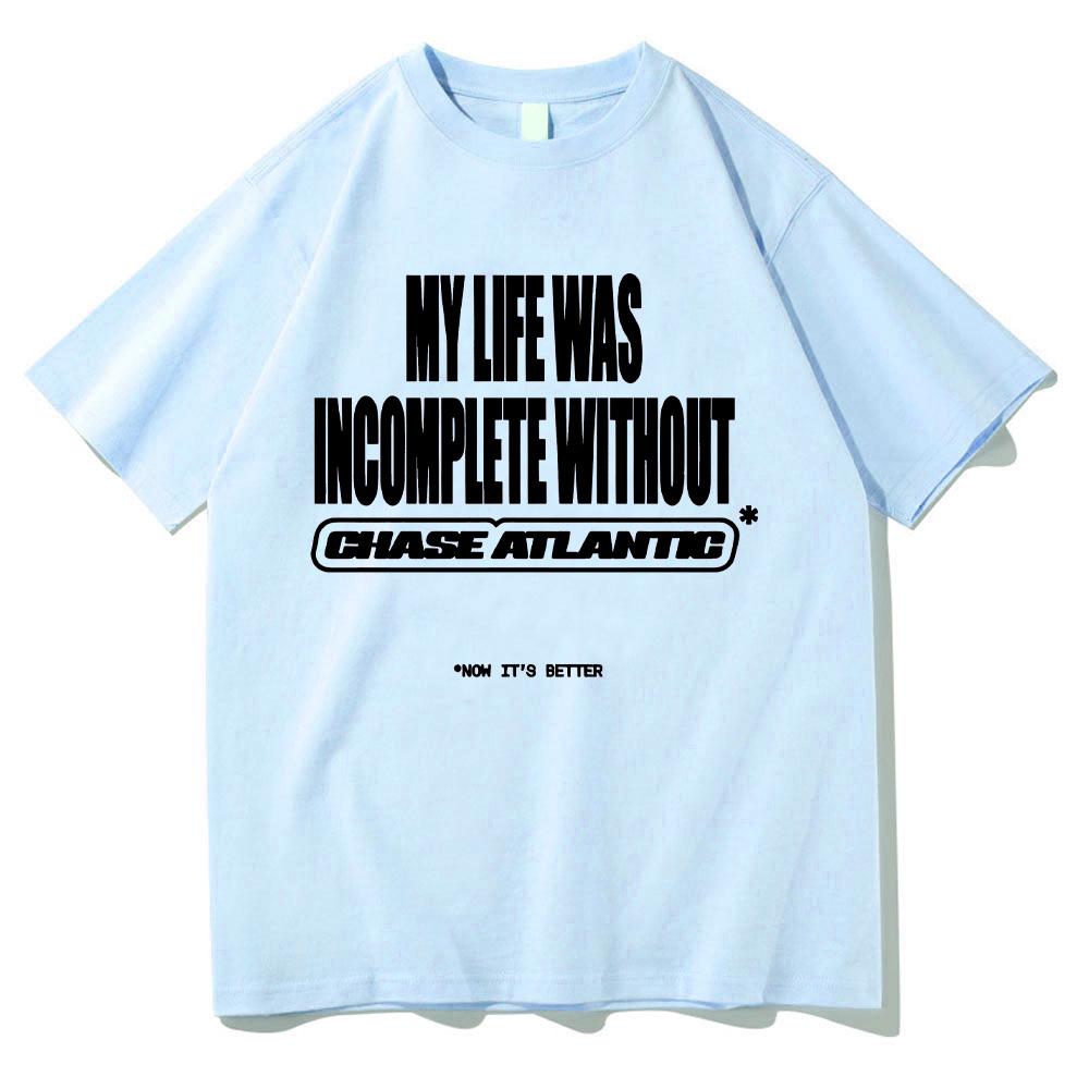 Chase Atlantic Můj život byl neúplný Grafické tričko Hip Hop Rocková kapela Oblečení Tričko Unisex Bavlna Oversized Trička Pánské oblečení