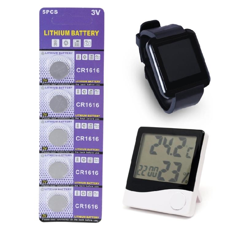 5Pcs CR1616 Batteries 3V Capacity Safety Battery Coin Button Cell Lithium Batteries for Electronic Balanced Watches