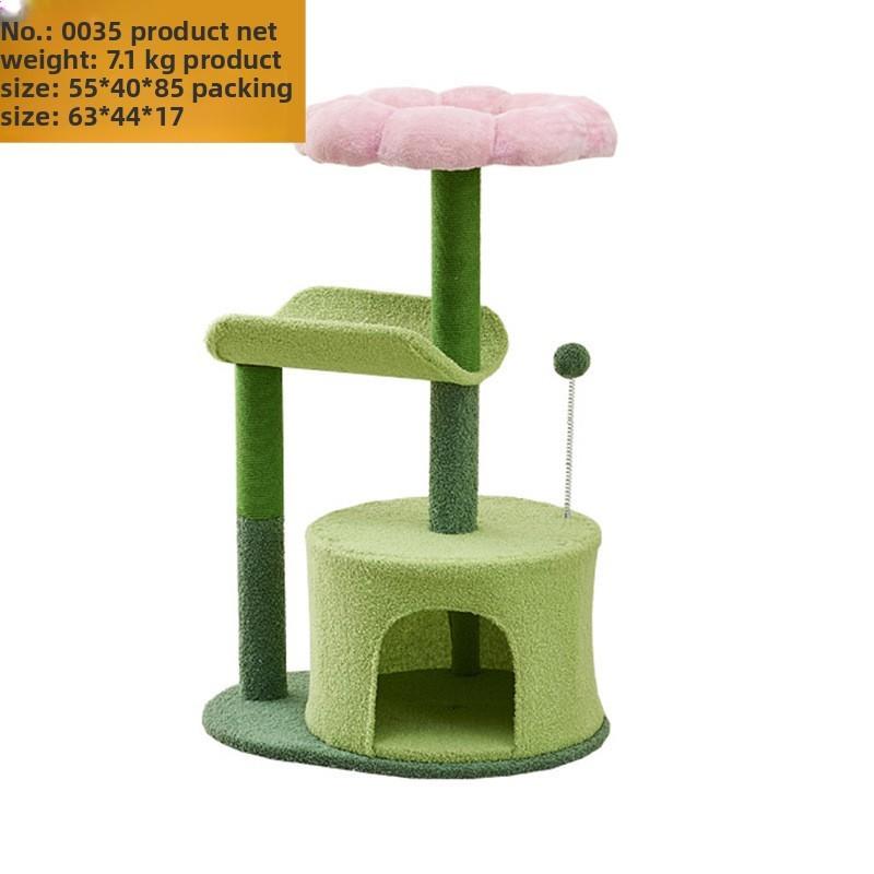 Small Multi-Level Cat Tree with Sisal Scratching Board and Toy, Space-Saving Jump Platform for Indoor Cats, Pet Furniture