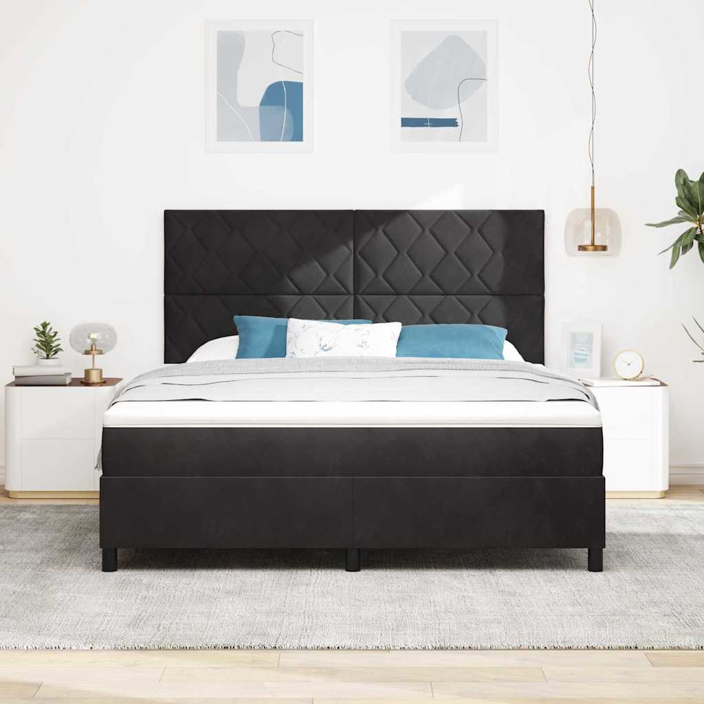 Boxspring Bed with Headboard Black 180 X 200 Cm Velvet